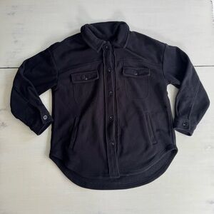 Black Button-Up Fleece Shacket
